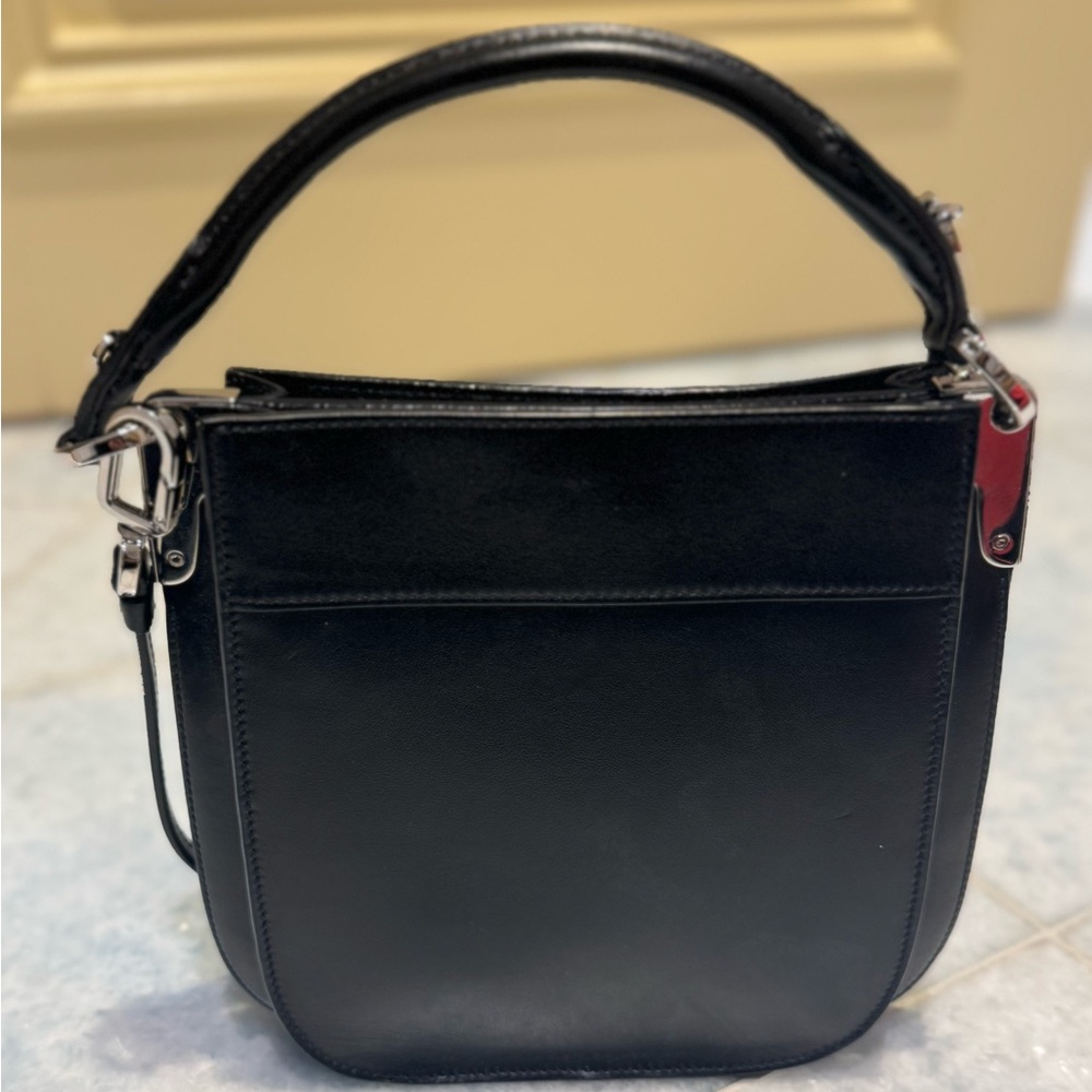 Prada Double Pocket Leather bag, top handle and cross body strap